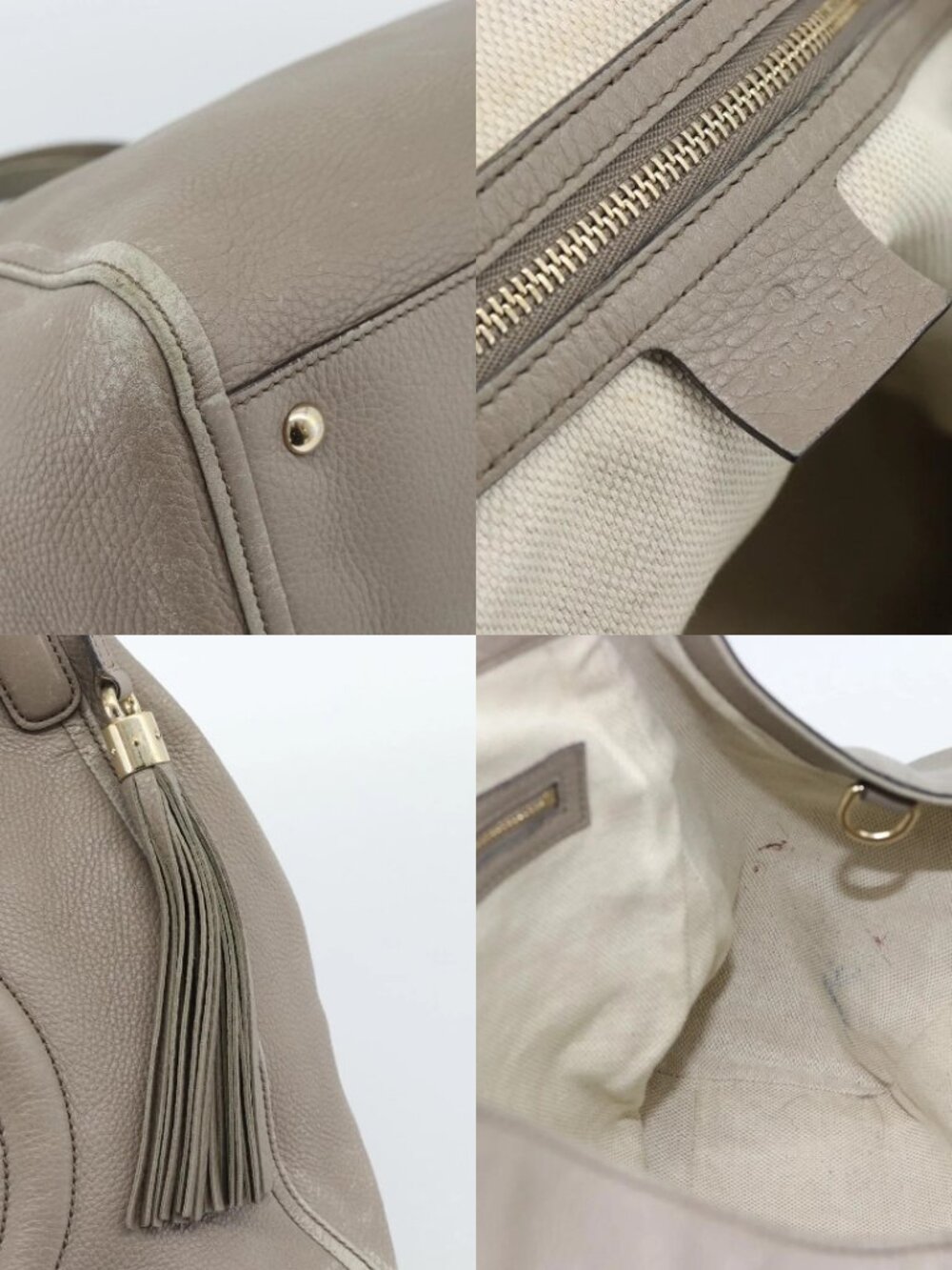 GUCCI Soho Hand Bag Leather Gray Gold 282309 Auth ep14702 - Picture 16 of 16